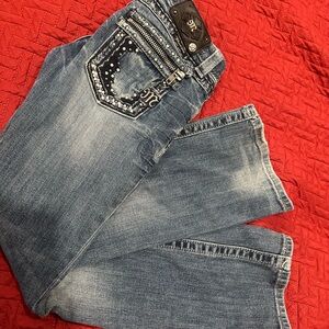 Miss Me Women's waist 24” Blue jeans -Boot Cut length 29”